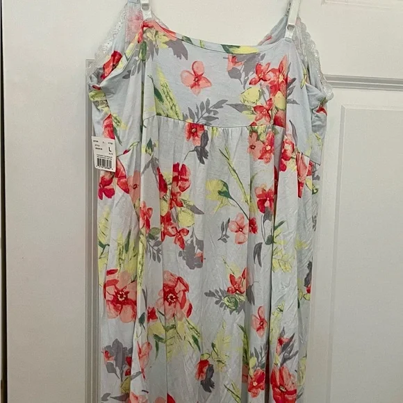 NWT Motherhood Maternity Floral Nursing Nightgown in Light Blue With Lace Trim - Picture 6 of 9